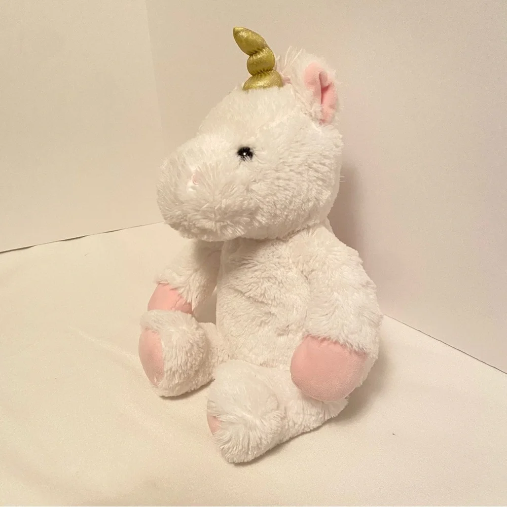 Unicorn Plush White With Gold Horn Stuffed Animal Toy